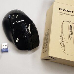 TECKNET Wireless Mouse (2.4G) USB Black for PC MAC. TK-MS009 Rechargeable.
